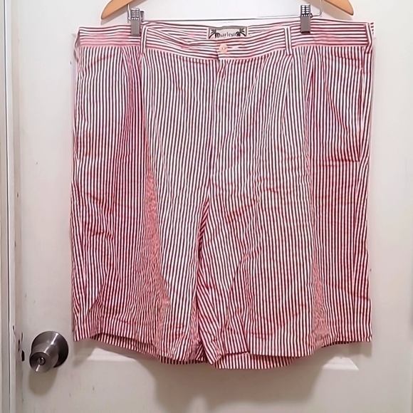 CHARLESTON TWILLS MEN'S  RED AND WHITE STRIPED SHORT 21 LONG SIZE 40 - Picture 1 of 9